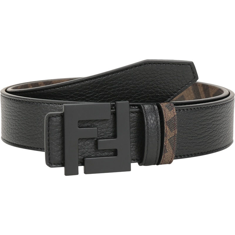 FENDI 男士 涂层面料配皮双面不可裁剪皮带腰带 7C0432 AEU9