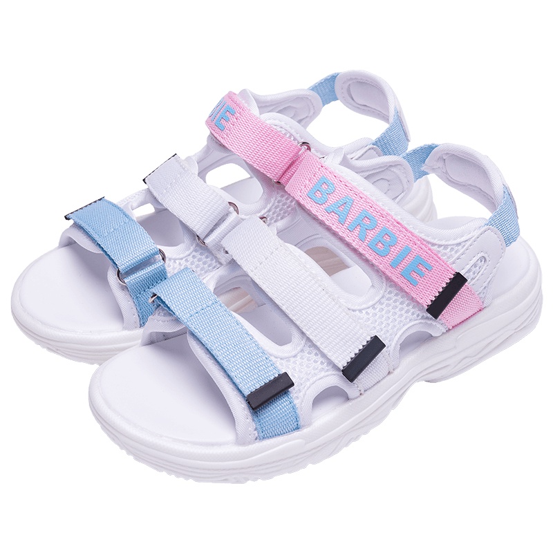 芭比女童凉鞋新型弹性防滑减震PU底女童公主休闲凉鞋