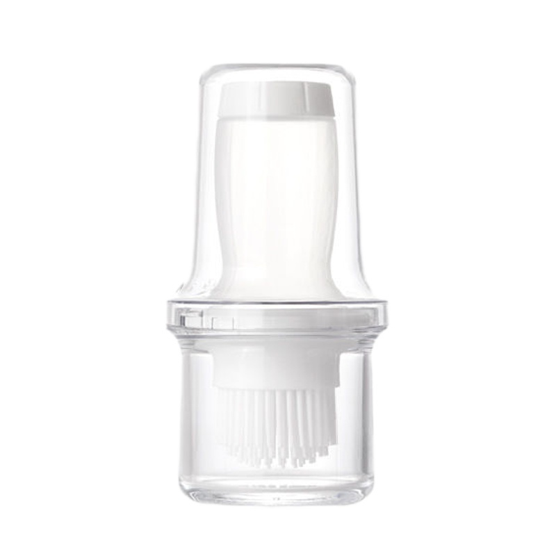 油刷瓶厨房按压式油刷烘焙耐烘焙精灵高温硅胶烧烤刷带盛油瓶 高级款挤压式[带盖]白色