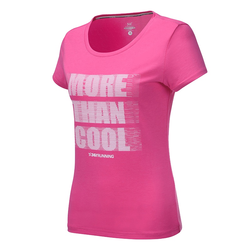 361度女装T恤夏季新款学生休闲圆领短袖 361时尚印字透气上衣女Y