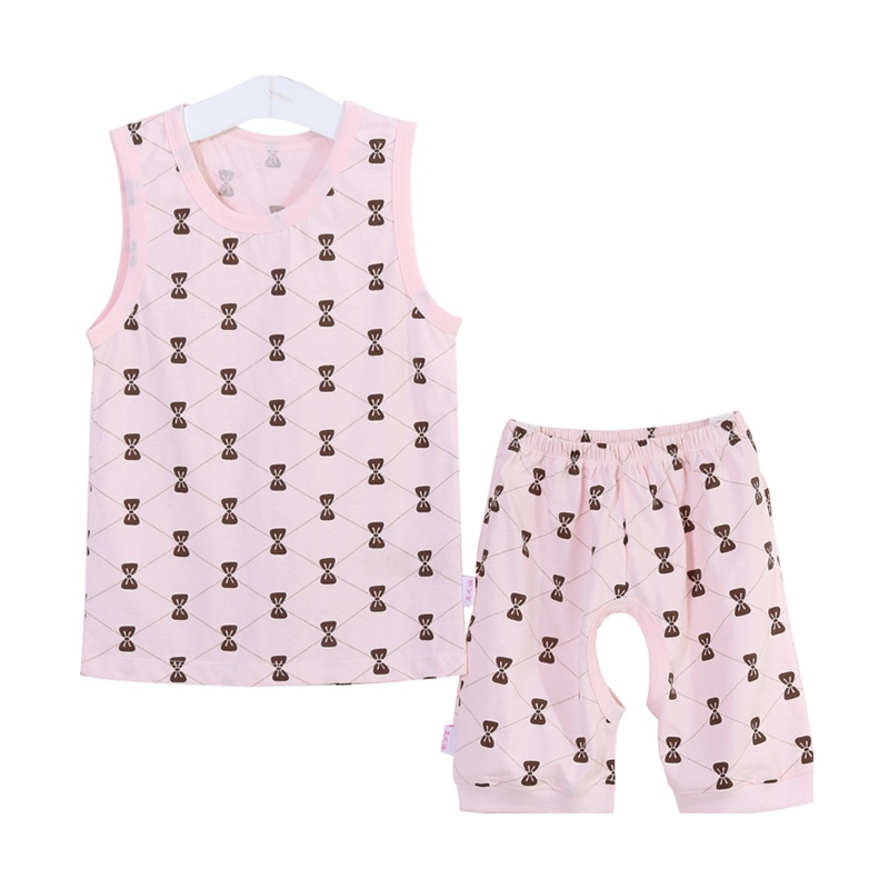 龙之涵(LONGZHIHAN)婴儿背心套装纯棉宝夏季薄款女无袖小童儿童男童夏装