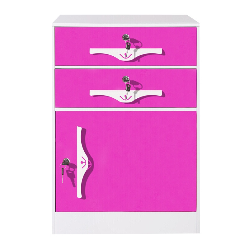 [一鹏]活动柜文件柜 二斗一门白框粉门款落地式资料柜床头柜 书房桌下柜