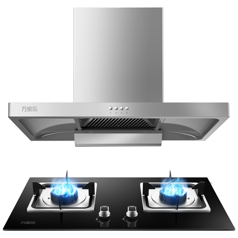 万家乐18m³大吸力壁挂顶吸欧式吸油烟机4.0KW黄金火力家用灶具烟灶套装AT441+KA021B 天然气