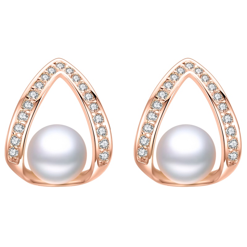 佰色传情淡水珍珠耳环女2019新潮925纯银耳钉韩国简约气质