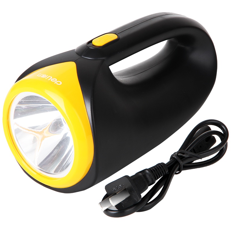 得力 3667 LED探照灯 强光远射程循环充电手提灯户外耐用亮光手电筒