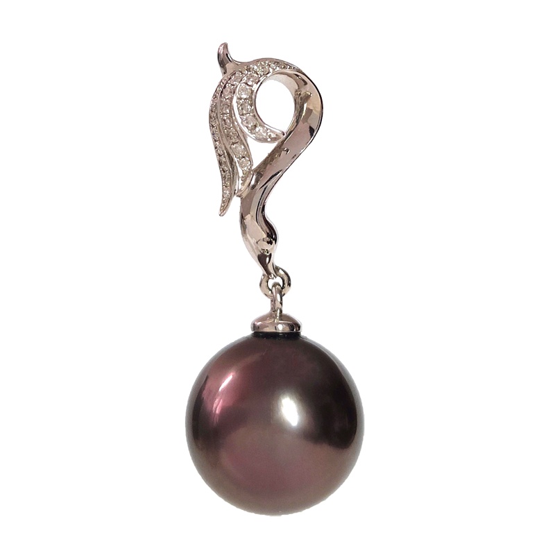 缘源珠宝 天然海水珍珠吊坠 18K金镶钻时尚气质珍珠吊 女款 附送证书 不含链