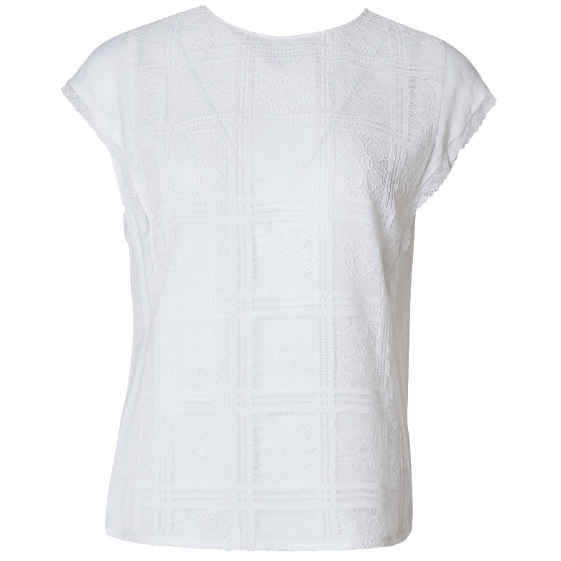 LIEDOW/蕾朵很仙的上衣洋气短袖时尚修身镂空蕾丝雪纺衫女t恤女装
