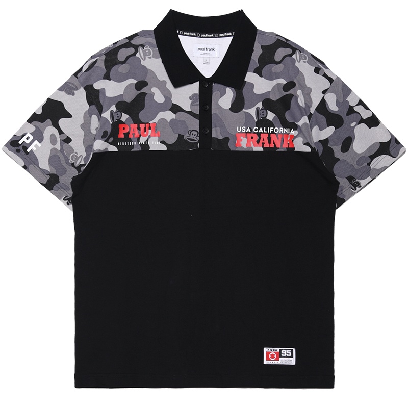 Paul Frank/大嘴猴 夏季迷彩POLO领男休闲韩版百搭短袖T恤 PFCPL212177M