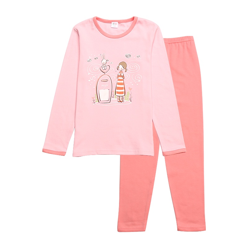 红豆儿童纯棉内衣套装女童低圆领套装秋衣秋裤套装