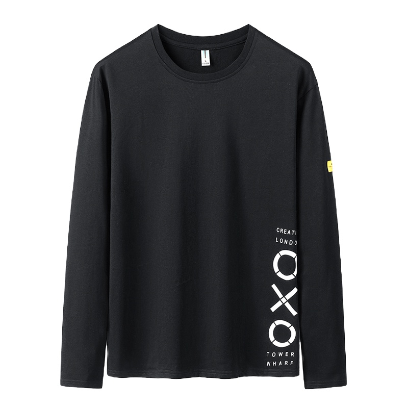 2021年秋冬新款男士T恤男棉质长袖印花T恤圆领套头t恤男士打底衫中青年大码男装上衣衣服吉普战车JIPUZHANCHE