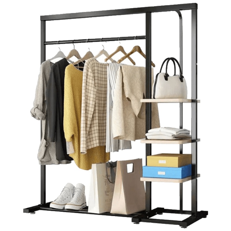 衣帽架落地卧室挂衣架简易家用收纳置物架移动多功能挂衣服的架子安心抵