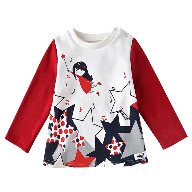 铅笔俱乐部童装2019秋冬新款女童长袖小童宝宝加绒上衣儿童圆领T