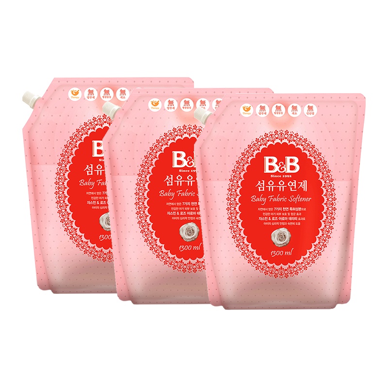 韩国进口B&B/保宁婴幼儿婴儿新生儿宝宝纤维柔顺剂1.3L*3袋