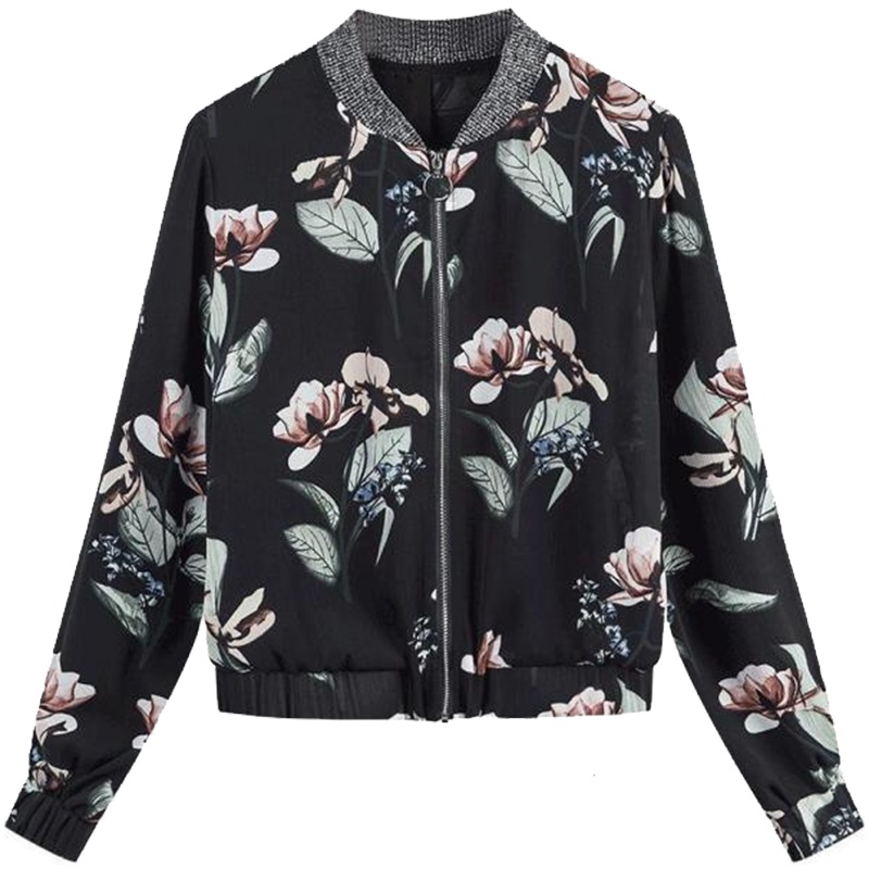 【热卖】2019早春新款外套女韩版宽松学生短款ins碎花复古长袖棒球服上衣20011718