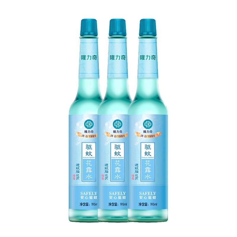 隆力奇 驱蚊花露水 195ml 玻璃瓶(3瓶装)祛痱止痒 经典包装