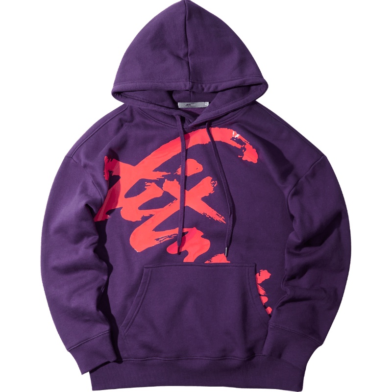 黑鲸厚板撞色印花卫衣男秋季落肩卫衣oversize男CNZWJ38136A