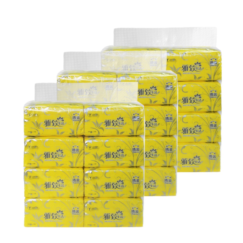 洁云雅致生活抽纸200抽*24包面巾纸餐巾纸家庭装纸巾