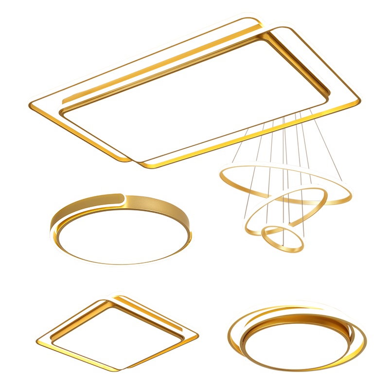VVS美学灯 轻奢新款黑金灯具现代简约大气客厅灯长方形led吸顶灯创意时尚主卧室房间餐厅灯灯具套餐