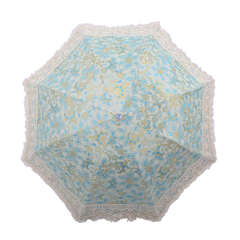 天堂伞防晒蕾丝伞太阳伞黑胶创意公主折叠晴雨伞 3号黄色
