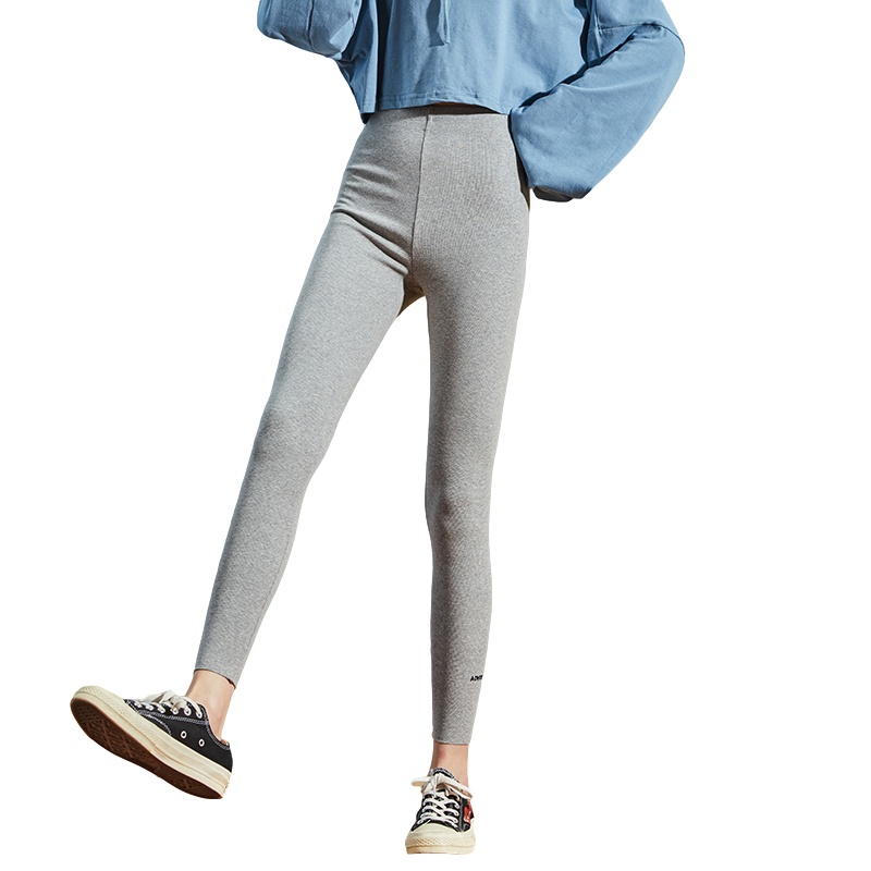 唐狮灰色打底裤女秋冬外穿高腰裤子女加绒显瘦黑紧身裤女弹力针织