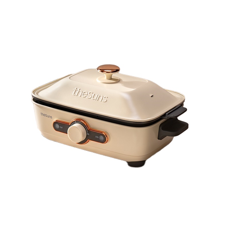 THESUNS多功能锅网红料理锅 电火锅锅家用电热炒锅烤肉蒸炒烧烤煎涮烤一体多用途电炖煮锅MP601奶白色