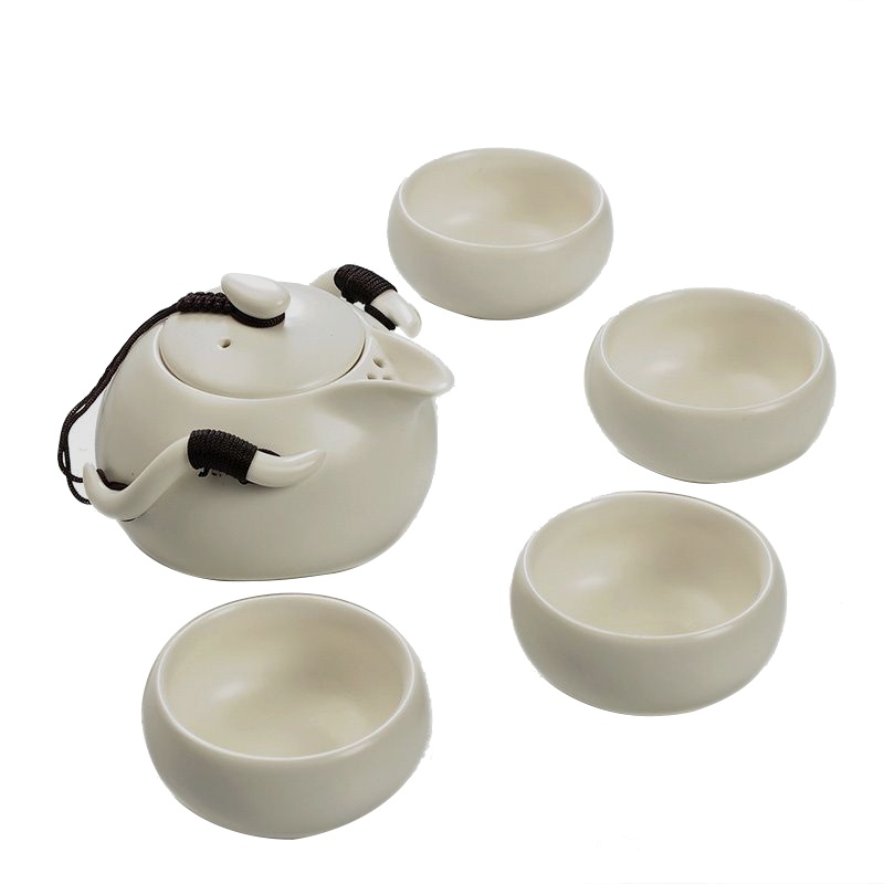 SCP 旅行茶具 SCP-4268 便携式定窑一壶四杯旅行亚光茶具(单位:套)
