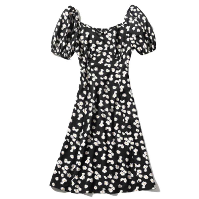 【苏】Laetia拉夏贝尔碎花连衣裙女夏装新款韩版小雏菊复古收腰裙子_1