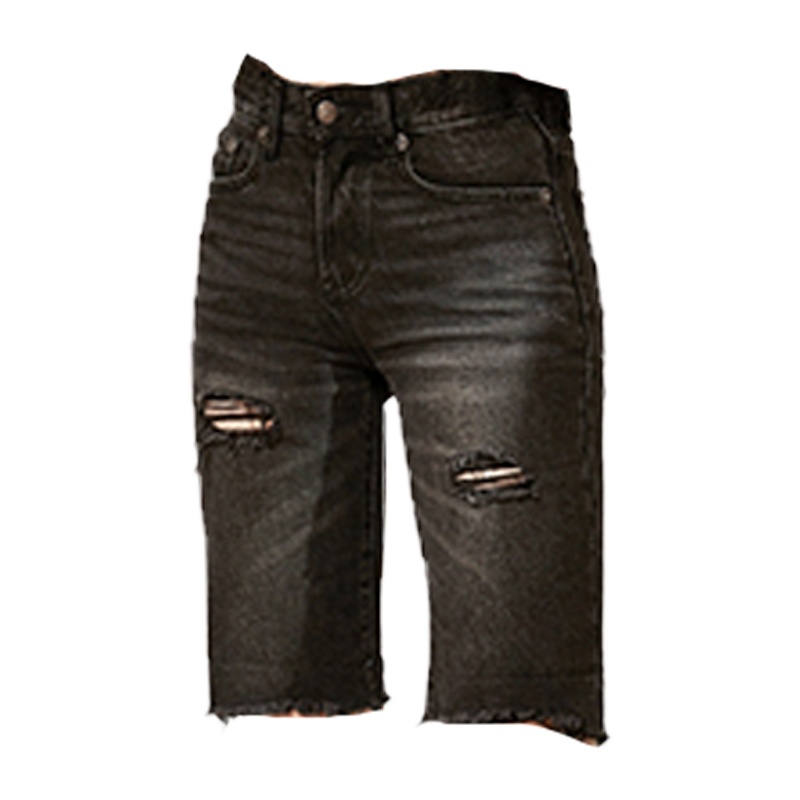 ENJOY'ME牛仔中裤20女装春季新品毛边裤脚修身破洞