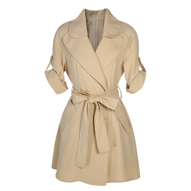 秋水伊人2019春装新品西装领系腰修身外套风衣女FV23