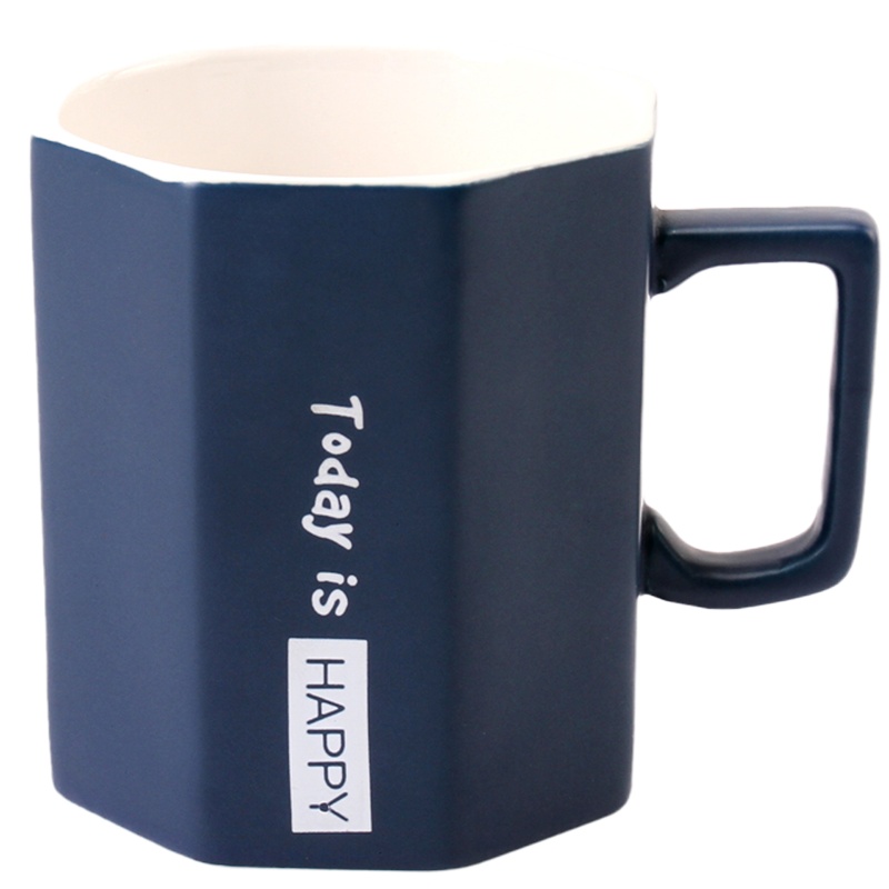 贝瑟斯 北欧风格马克杯 办公室水杯子咖啡杯创意牛奶杯简约水杯陶瓷保温马克杯蓝色男生礼物麦片杯大容量杯具