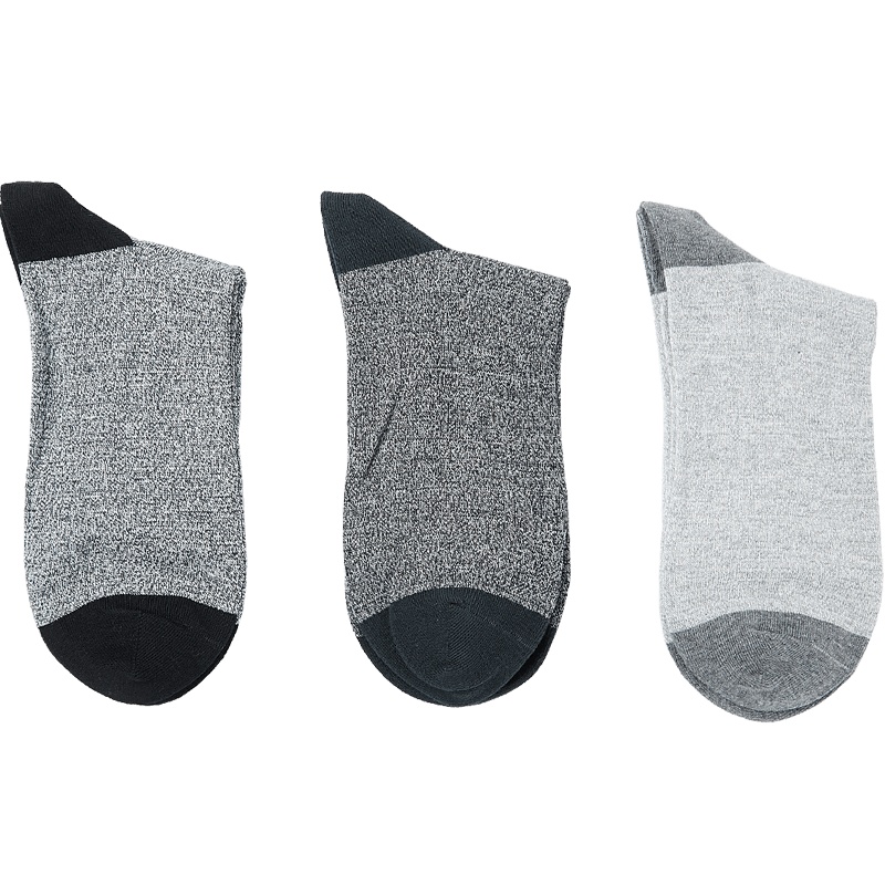 HLA海澜之家舒适三双装中筒袜镶拼运动简约潮袜男HZACJ3R052A