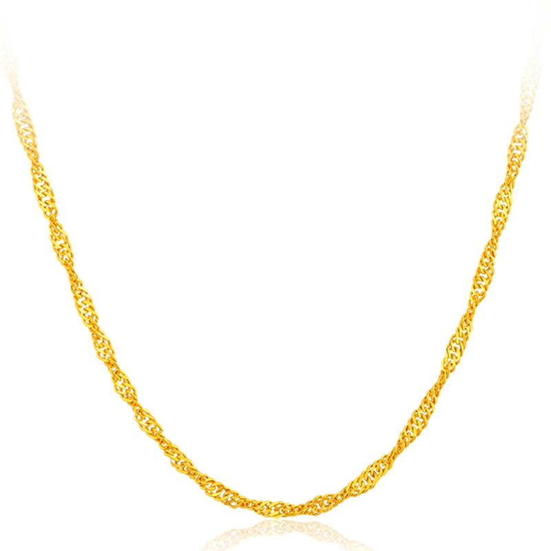 周大生黄金项链女足金水波纹锁骨链子吊坠配链结婚正品金链子黄金饰品 女士珠宝首饰