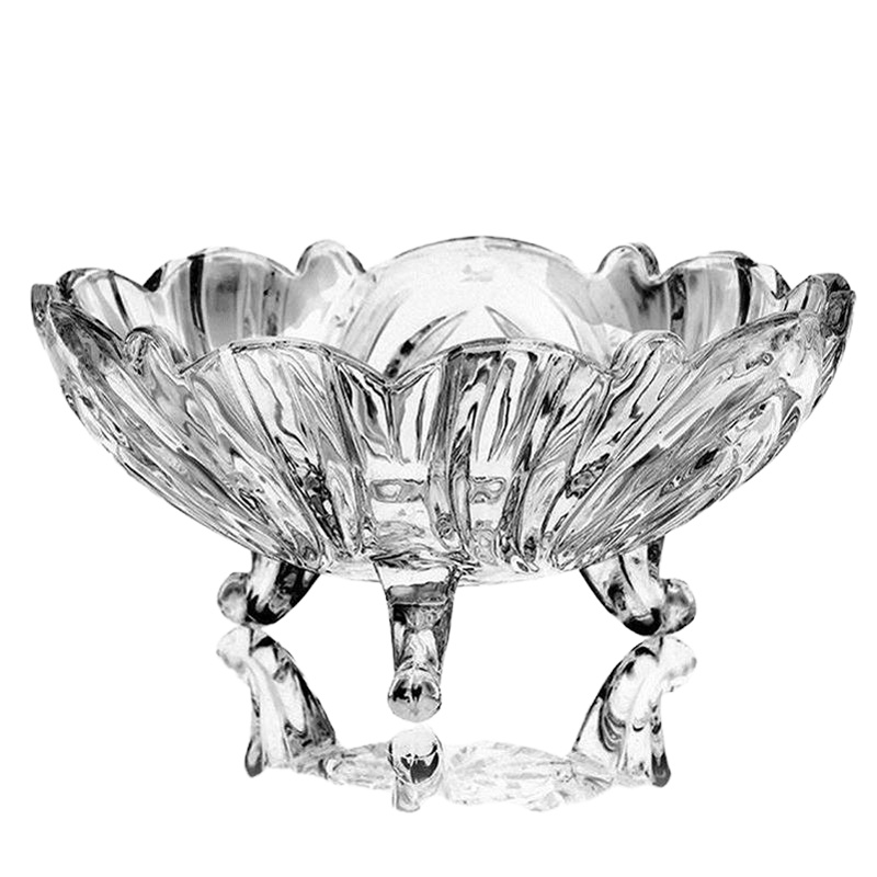 果盘水果盘玻璃水果盘果盘欧式创意盘子大号果盘现代客厅水晶果盆 透明大号/24.5cm