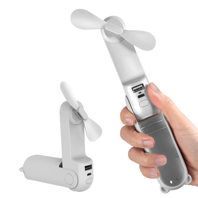 妖怪USB家用迷你风扇桌面学生宿舍床上台式办公室小型电扇大风力 小白熊[风扇+手电筒+应急充电宝]三合一