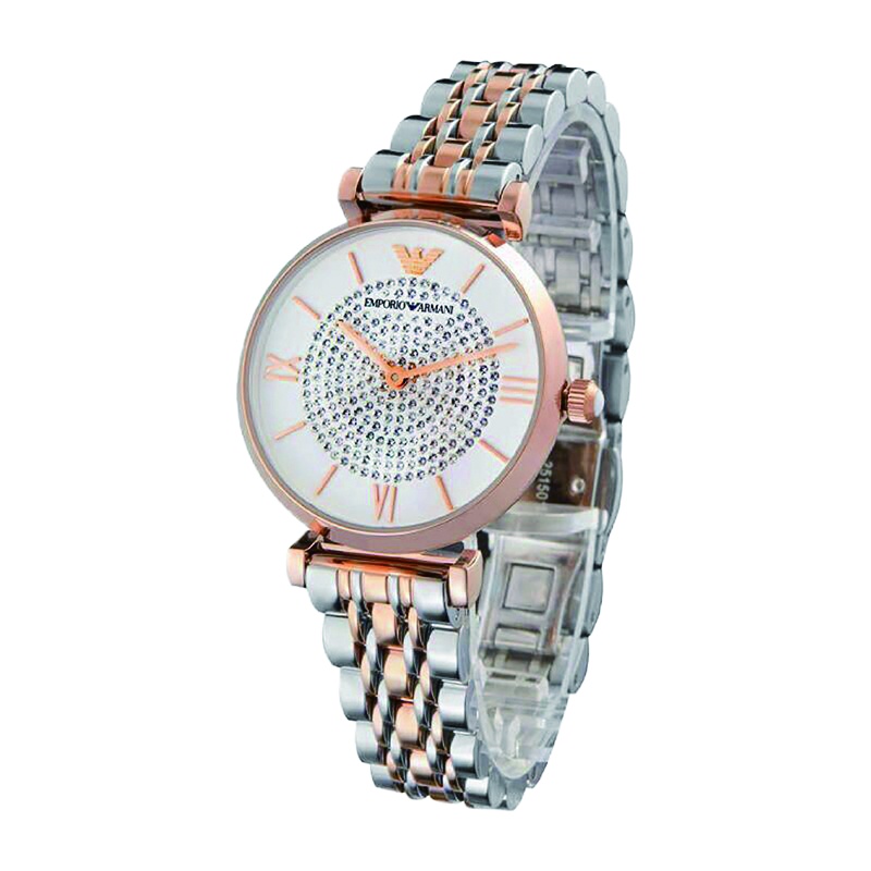 阿玛尼(EmporioArmani)满天星手表 钢制表带 圆形镶钻石英轻奢时尚女士手表礼物 AR1926