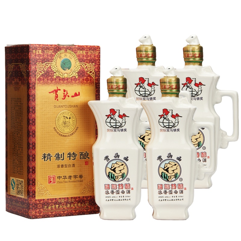 [中华特色]河北供销馆 贯头山 白酒整箱 40度精致特酿 500ml*4瓶 中华老字号浓香型白酒礼品酒 唐山特产