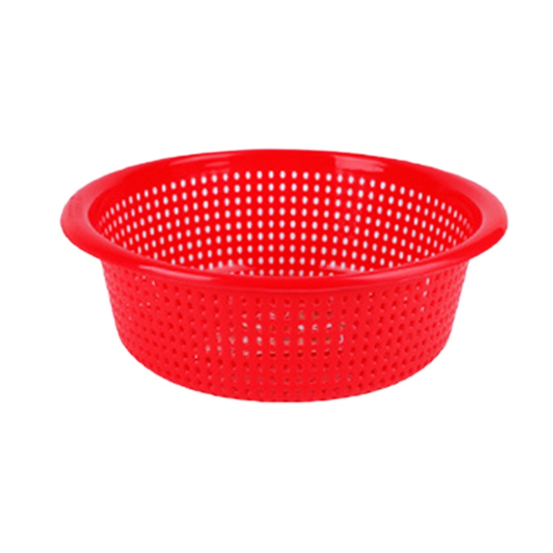 厨房沥水篮水果蔬菜篮圆形镂空塑料洗菜篮41*37*14cm 红色 5个