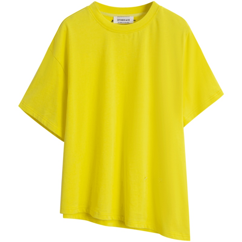 OtherMix造型T恤2021年夏季新款韩版设计感不规则短袖贴布上衣女