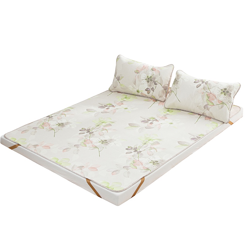 雅兰家纺印花冰丝席1.8米床夏凉席三件套折叠1.5m床空调席冰席子