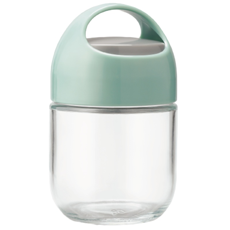 乐扣乐扣(Lock&Lock) 密封便携式玻璃罐 厨房杂粮收纳盒 便携茶叶罐 零食罐 薄荷绿350ml