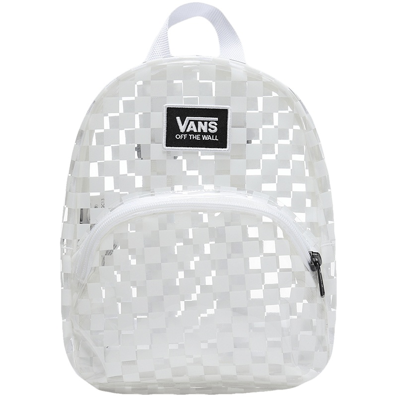 VANS范斯女包运动包休闲棋盘格透明双肩包VN0A4DRQC13