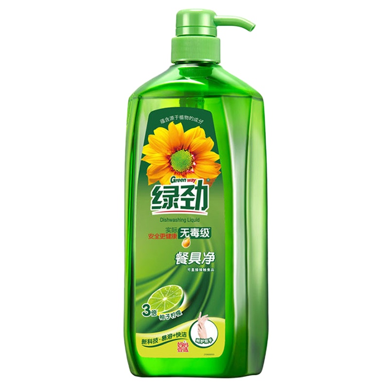 企购优品绿劲洗洁精柚子柠檬 家庭装新一代护手餐具净妈妈壹选 柚子柠檬1.28kg*1瓶