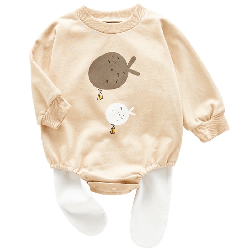 优简宝宝婴儿连身衣宝宝衣服婴童长袖连帽哈衣爬服 儿童套装