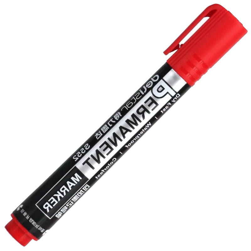 得力 s552 记号笔 大头笔油性防水不掉色粗头红色大容量可加墨 10支/盒