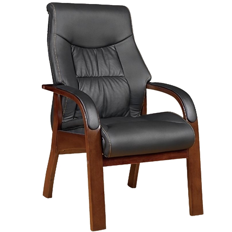 卡里鳄主持台真皮班台椅书房椅KLE—DJY81实木四脚老板椅大班椅高靠背实木椅