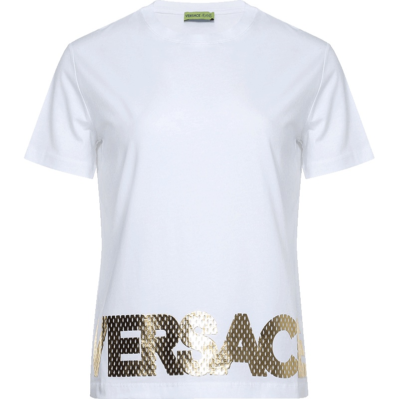 Versace JEANS 范思哲 女士LOGO图案棉质圆领短袖T恤 B2HTA7S8 36257