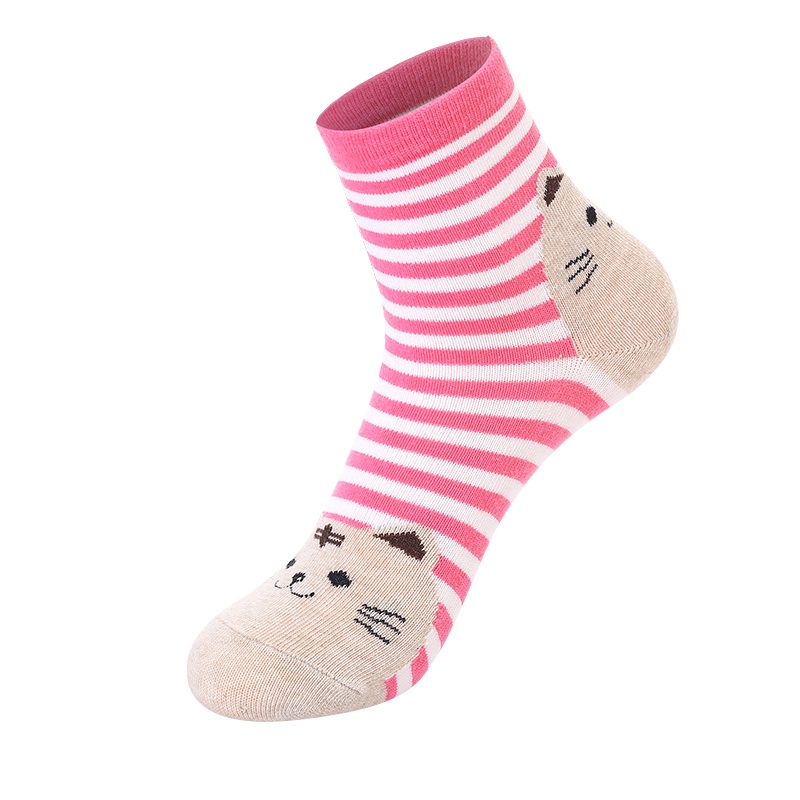蓓乐妃袜子女童棉袜中筒卡通少女心可爱猫咪全棉袜春夏季款中大童10岁女孩学院风韩版棉袜