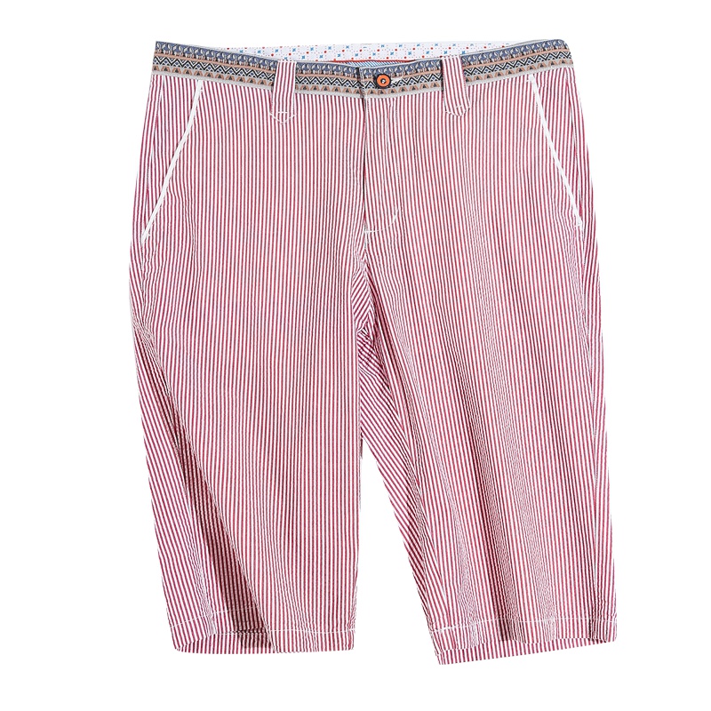 蓝旗/BLUEG2019男士条纹印花图案春夏款中裤裤子时尚五分裤