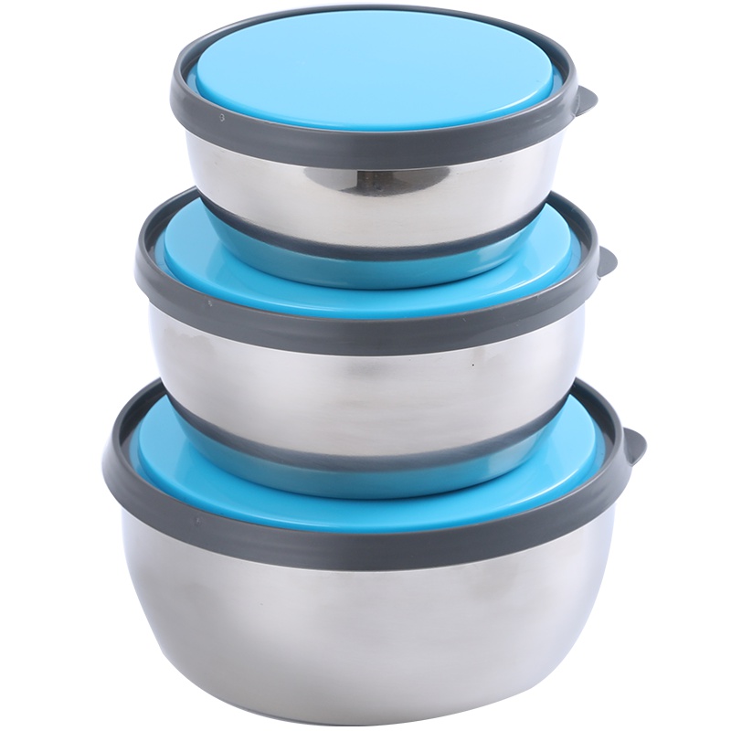 诺派(NUOPAI)圆形不锈钢保鲜盒组合装 带盖碗汤盆 饭盒密封罐套装 大中小三件套 C6254