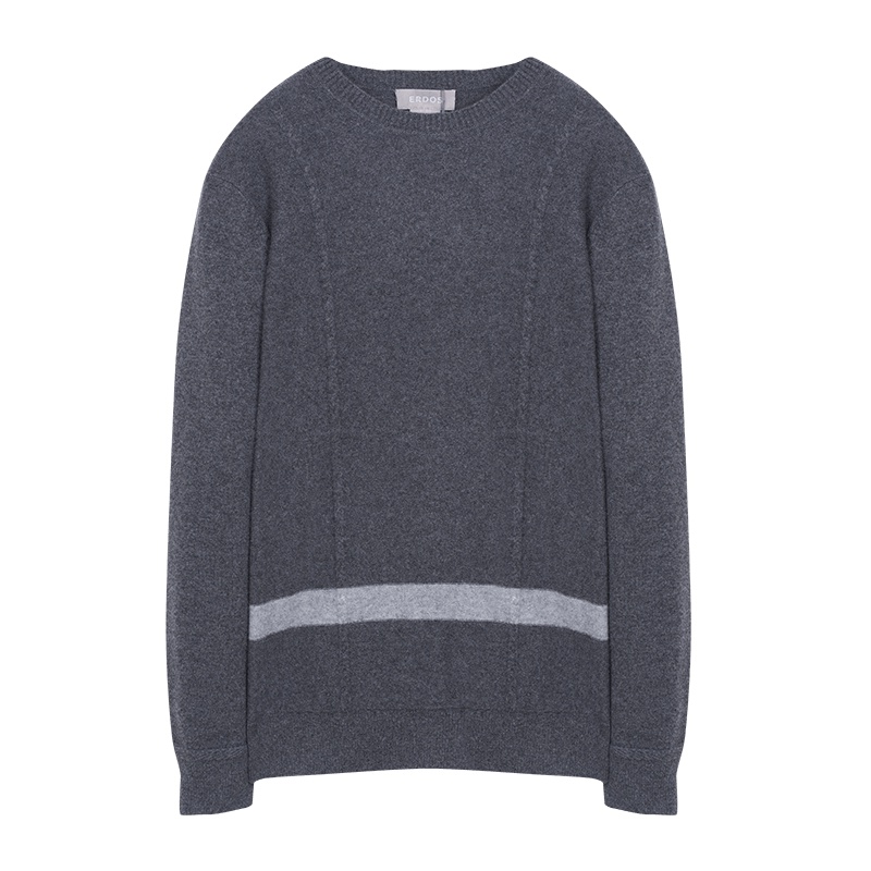 鄂尔多斯ERDOS 秋冬新品圆领绞花男套衫羊绒衫E166A0138